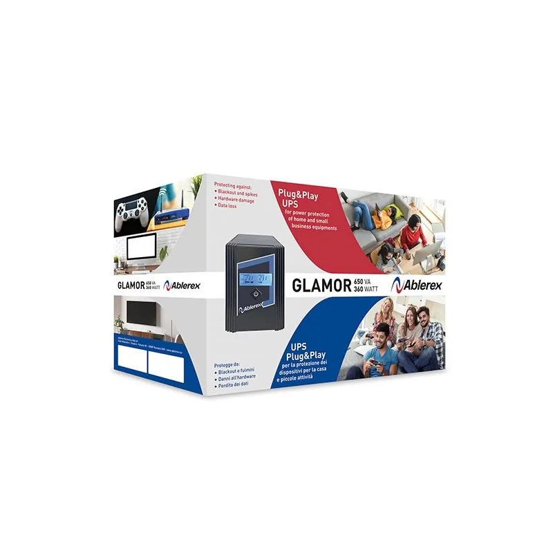 Glamor 650VA, UPS con prese 1 x IEC e 1 x Schuko, senza ventola