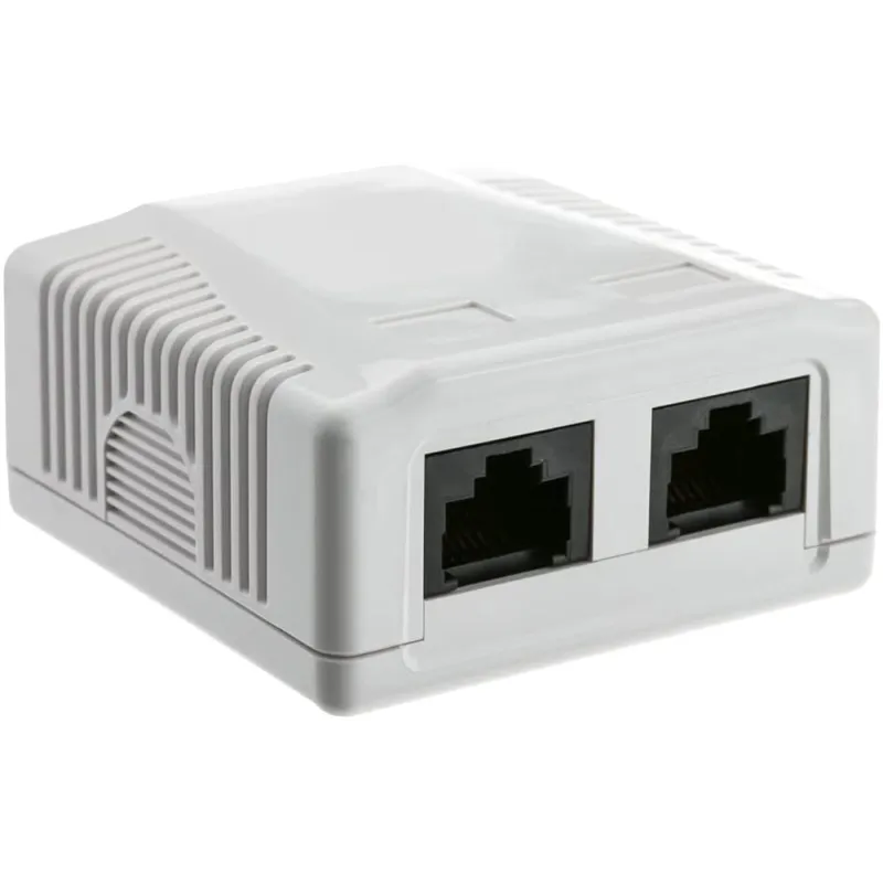 Presa a Muro con 2 Frutti RJ45 Cat.6 UTP Beige