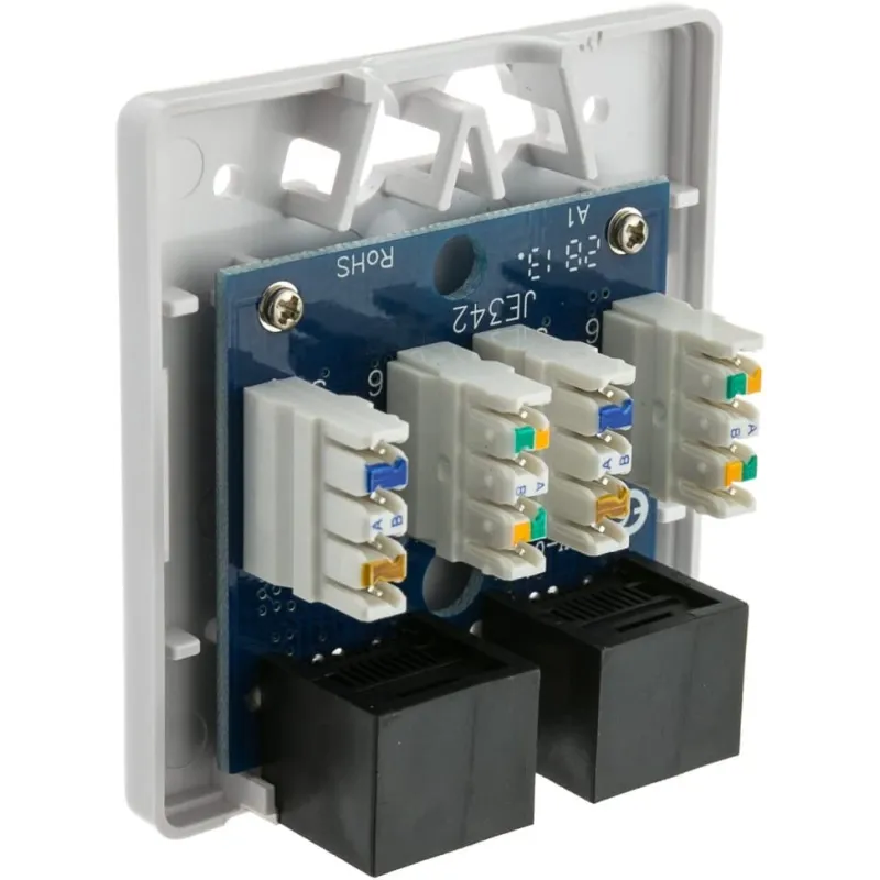 Presa a Muro con 2 Frutti RJ45 Cat.6 UTP Beige