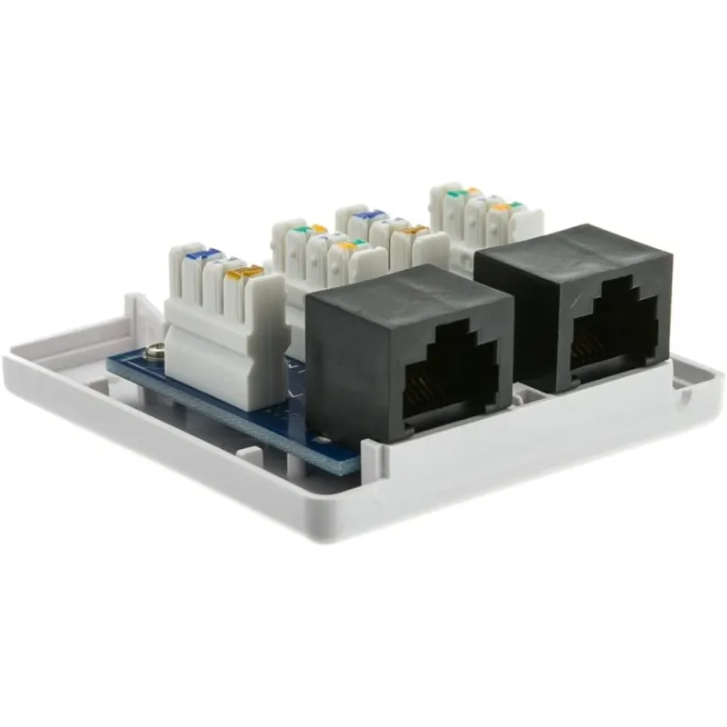 Presa a Muro con 2 Frutti RJ45 Cat.6 UTP Beige