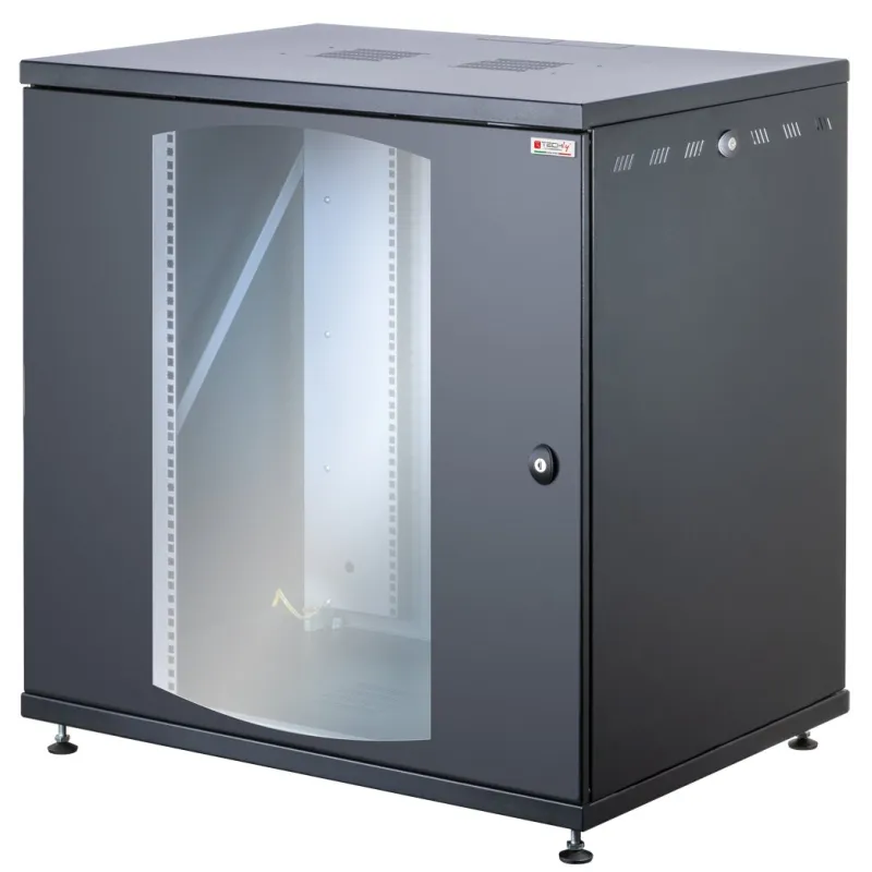 Armadio Rack 19'' a Muro 22U P 600mm Porta Vetro Nero