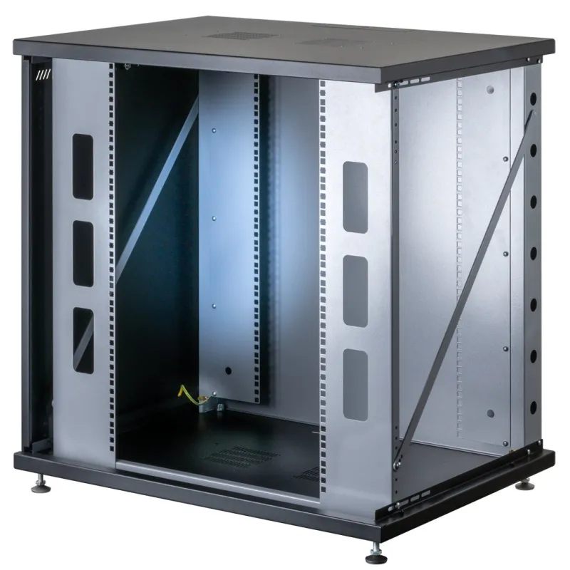 Armadio Rack 19'' a Muro 22U P 600mm Porta Vetro Nero