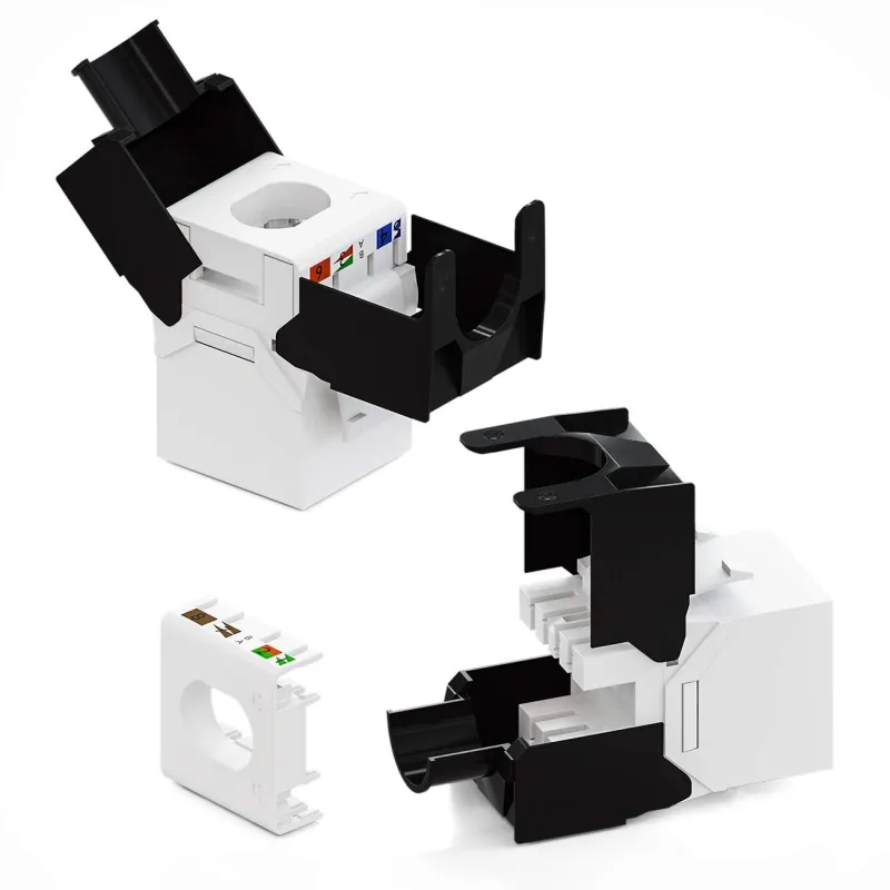 Frutto Keystone RJ45 Cat.6A UTP Tool-Free Bianco Nero