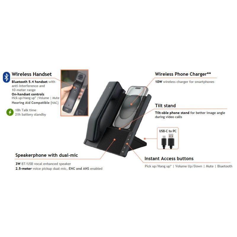 Fanvil DB20-H Base viva voce e cornetta wireless per smartphone