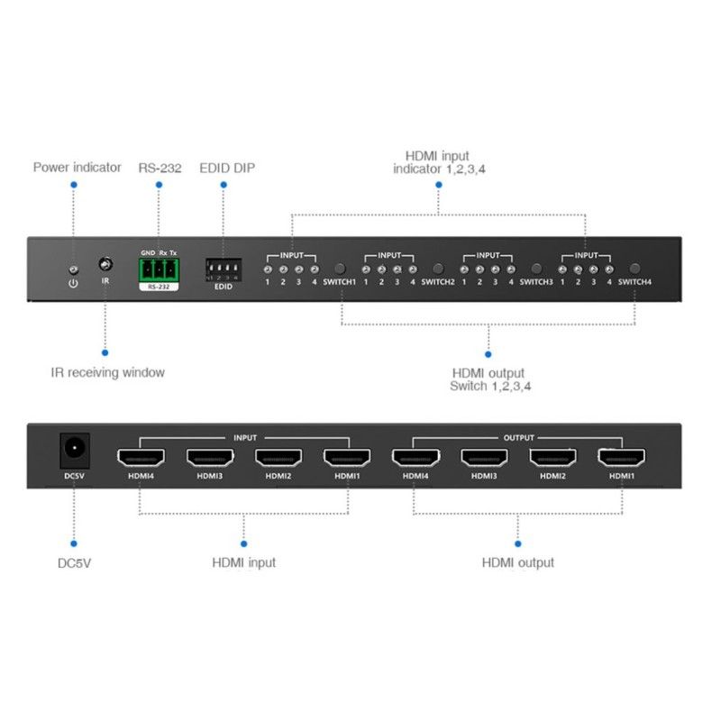 Switch Matrix HDMI2.0 4x4 4K@60 Hz matrice HDMI
