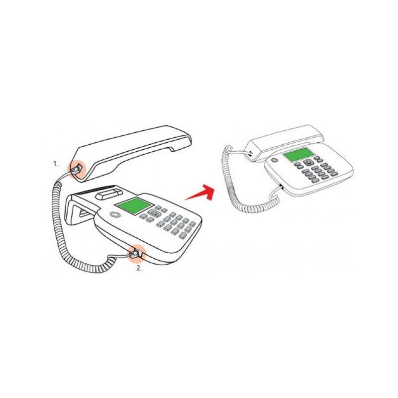 Cavo telefonico spiralato per cornetta 2mt RJ10 4P4C Nero