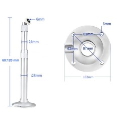 Staffa per fissaggio a soffitto e parete per microfoni e dispositivi con filettatura 6 mm