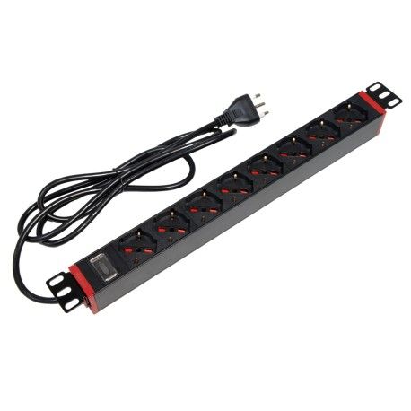 Multipresa 8 Posti da Rack 19'' con Staffa Ruotabile 360&deg; Spina Italiana