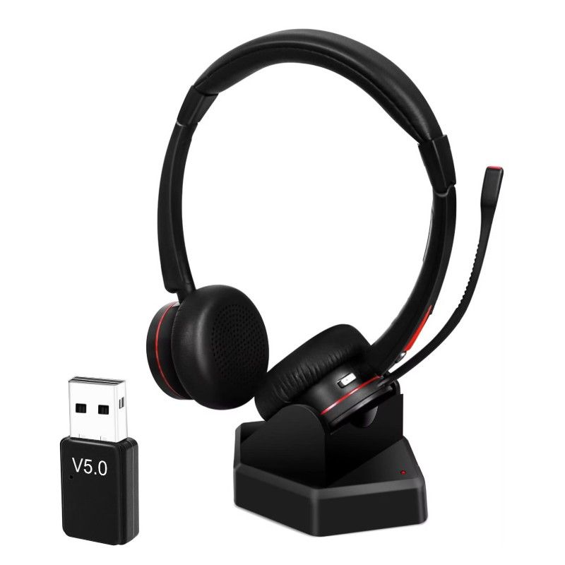 Cuffia bluetooth stereo con base e dongle bluetooth USB-A