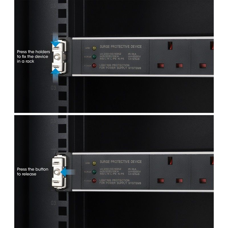 Confezione da 2 pz Clip di Montaggio su Rack 1U Senza Attrezzi