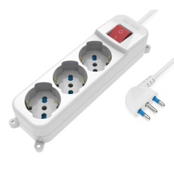 Multipresa 3 Posti Italiana Bipasso / Schuko con spina 16A angolata