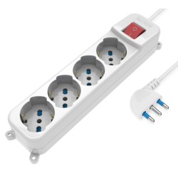 Multipresa 4 Posti Italiana Bipasso / Schuko con spina 16A angolata