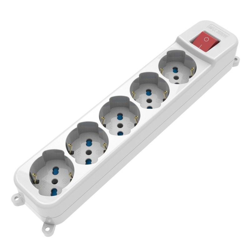 Multipresa 5 Posti Italiana Bipasso / Schuko con spina 16A angolata