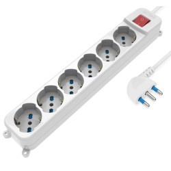 Multipresa 6 Posti Italiana Bipasso / Schuko con spina 16A angolata