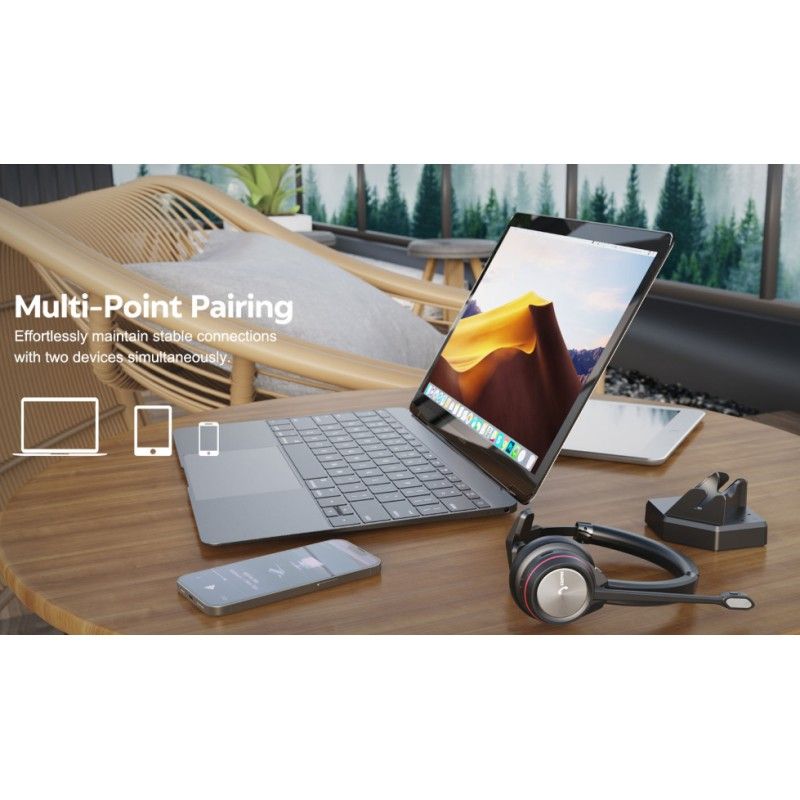 Cuffia bluetooth stereo con base e dongle bluetooth USB-A