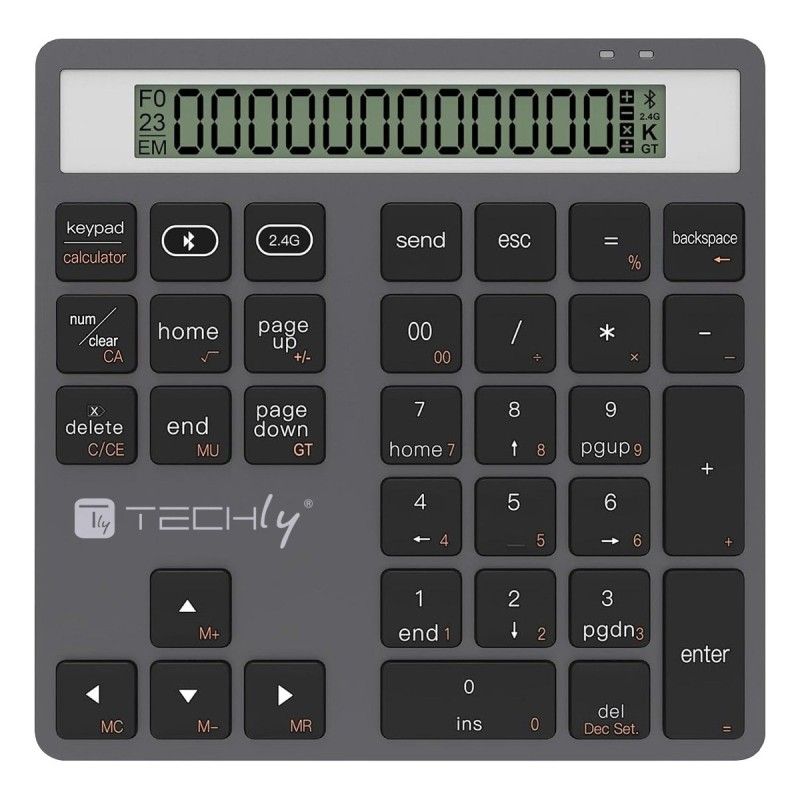Tastierino Numerico BT V5.0 Wireless 2in1 con Calcolatrice Grigio Scuro