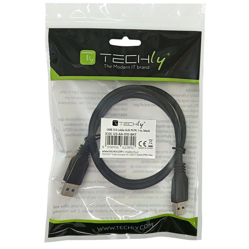 Cavo USB 3.2 A Maschio/A Maschio 1 m Nero 