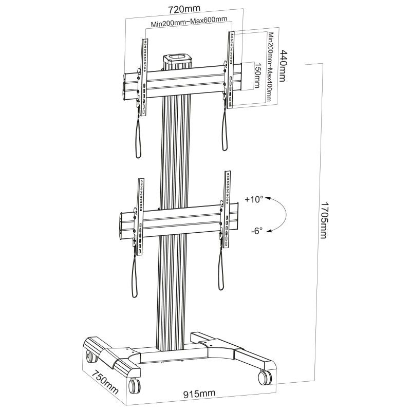 Supporto a Pavimento per 2 TV LCD/LED 32-60'' per Video Wall