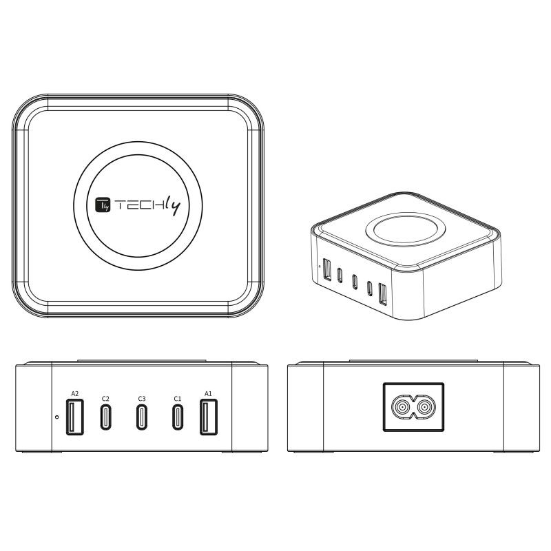 Stazione di Ricarica Wireless 65W 3xUSB-C&trade; e 2xUSB-A