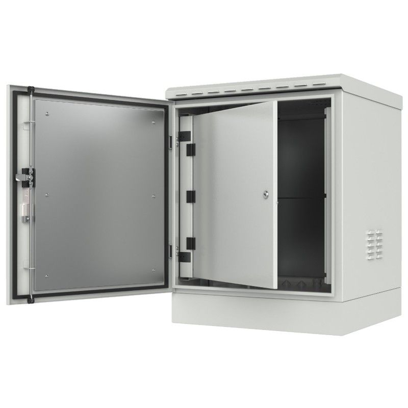 Armadio Rack 19'' a Pavimento 12U Grigio IP66 Doppia Porta Cieca prof. 600 mm
