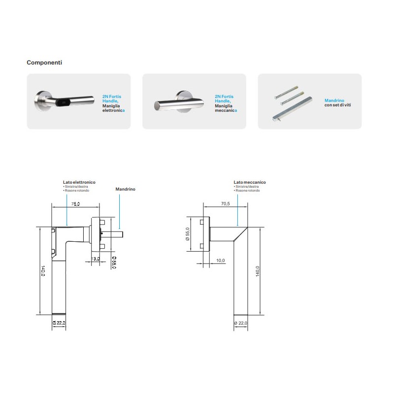 2N Fortis handle maniglia elettronica sinistra
