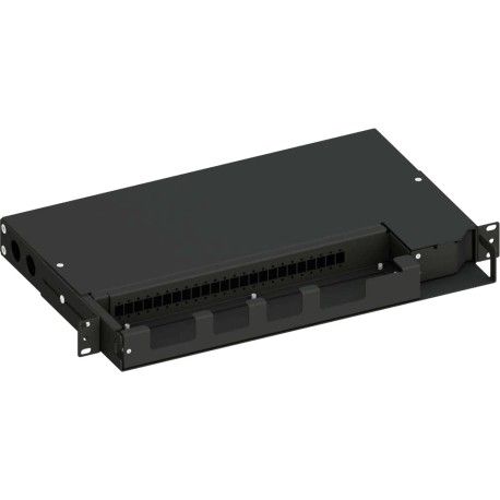 Cassetto ottico 19'' Pivot con Piastra Frontale per 24 LC Duplex/24 SC Simplex/24 E2000&reg; Simplex, Nero