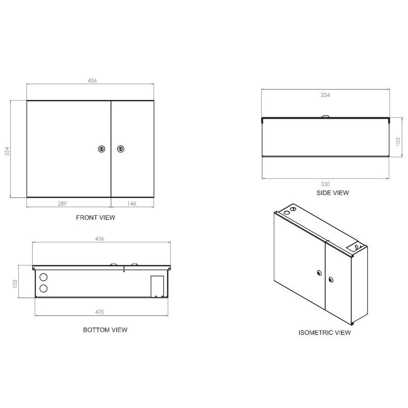 Box a Muro per Fibra Ottica Large Nero