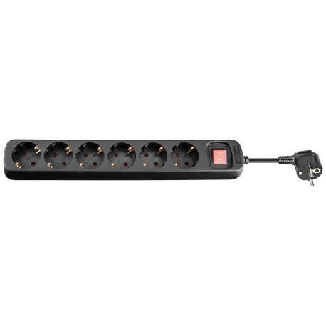 Presa Multipla a 6 Posti Schuko con Cavo 1,5m Nero