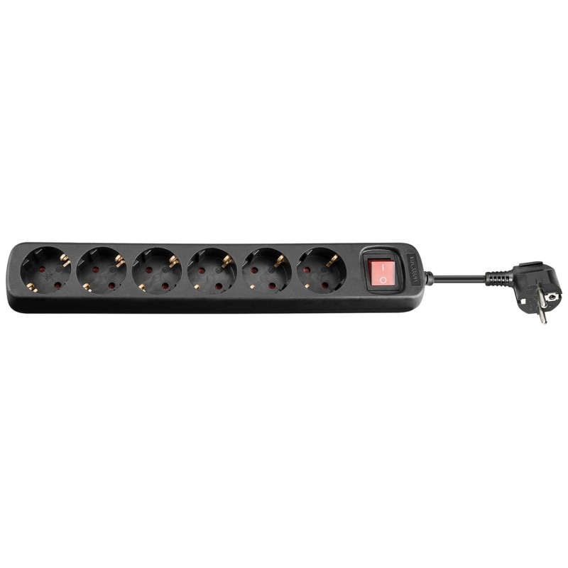 Presa Multipla a 6 Posti Schuko con Cavo 1,5m Nero