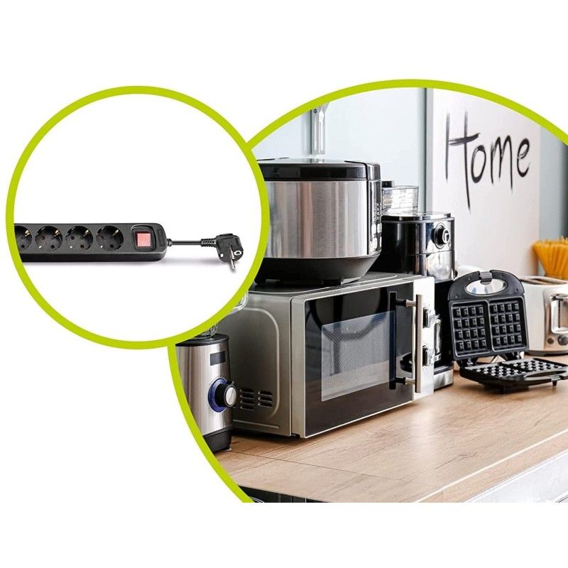 Presa Multipla a 6 Posti Schuko con Cavo 1,5m Nero