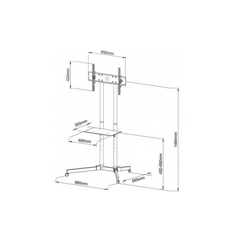 Carrello da pavimento Porta TV 30"-65" Mensola