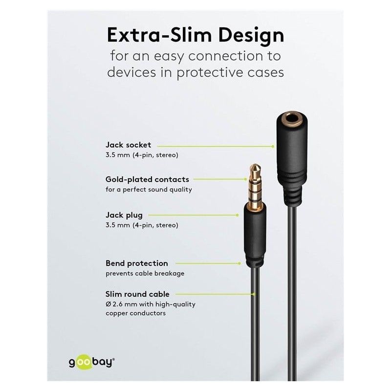Cavo Prolunga Stereo 3.5 mm M/F 4Pin 3 m Nero