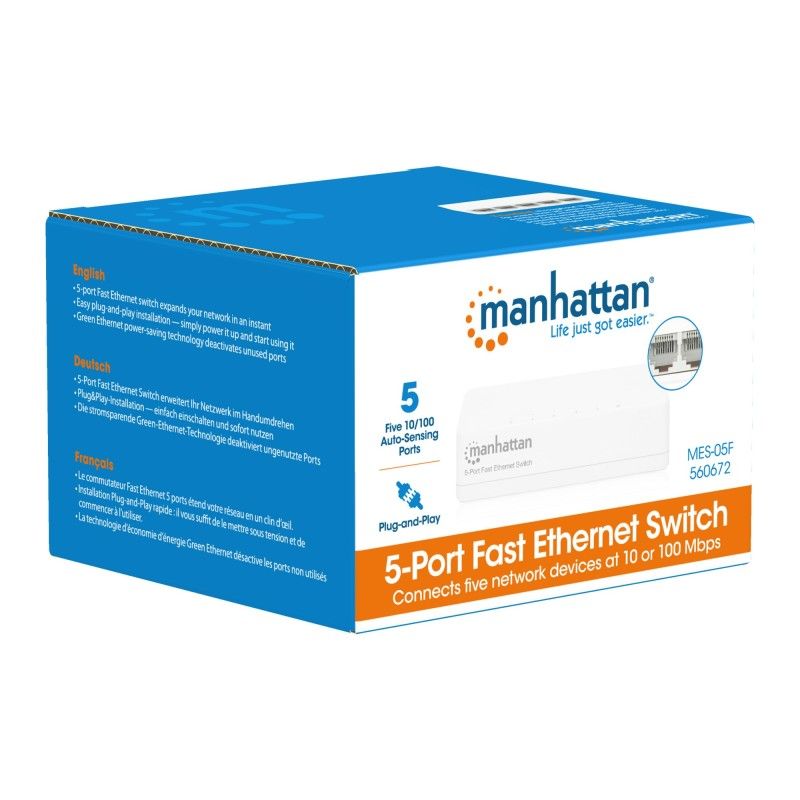 Switch Hub Office 10/100 Mbps Fast Ethernet 5 Porte