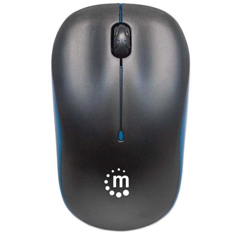 Mouse Ottico Wireless con Micro Ricevitore USB 1000 Dpi Nero/Azzurro