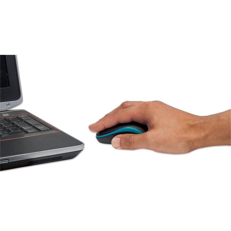 Mouse Ottico Wireless con Micro Ricevitore USB 1000 Dpi Nero/Azzurro