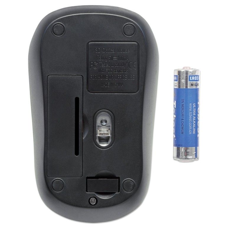 Mouse Ottico Wireless con Micro Ricevitore USB 1000 Dpi Nero/Azzurro