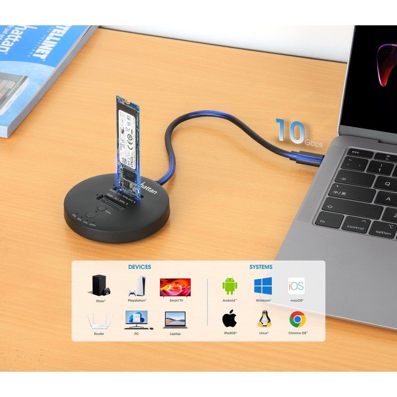 Docking Station Dual-Bay M.2 NVMe Clone SSD