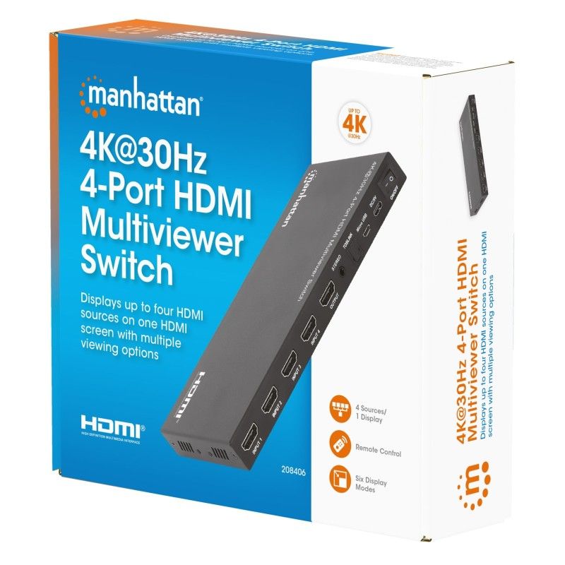 Switch Multiviewer HDMI 4K@30Hz 4x1 Nero