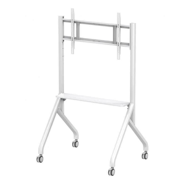 Supporto carrello da Pavimento per  monitor tv da 55" a 85" Bianco