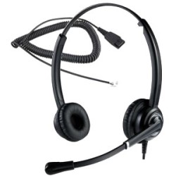 Cuffia duo con cavo plug RJ9 - QD per telefoni Fanvil AAstra Ericsson Samsung Alcatel