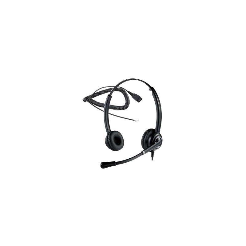 Cuffia duo con cavo plug RJ9 - QD per telefoni Fanvil AAstra Ericsson Samsung Alcatel