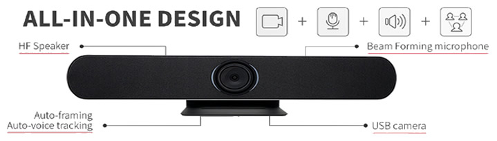 Webcam USB con voice speaker tracking