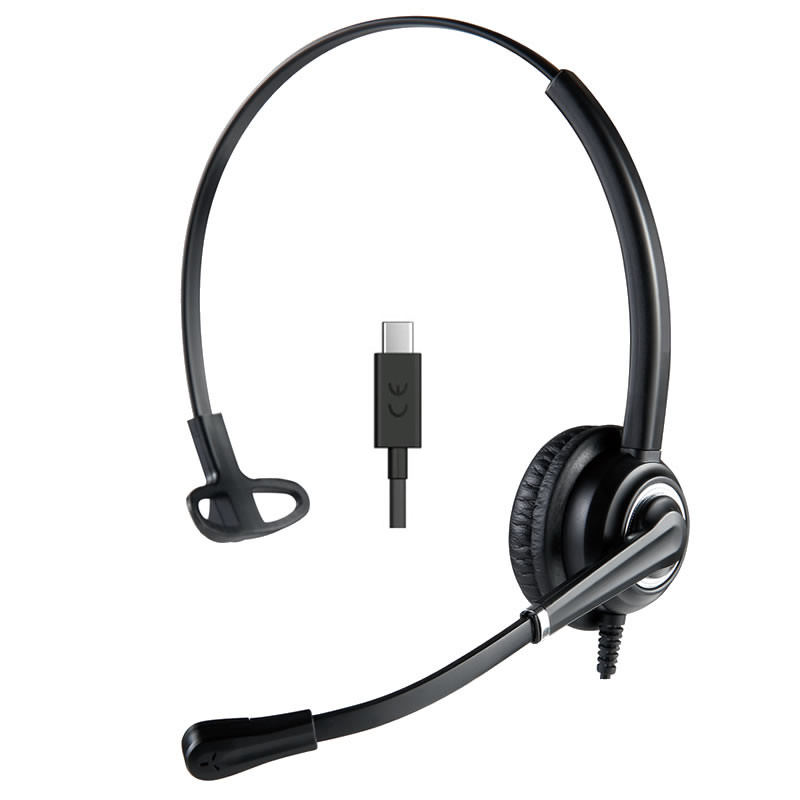 Cuffia mono con cavo USB-C professionale per pc notebook telelavoro Cuffia mono con cavo USB-C professionale