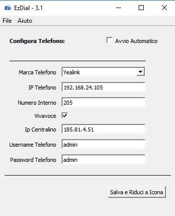 Ezdial configurazione