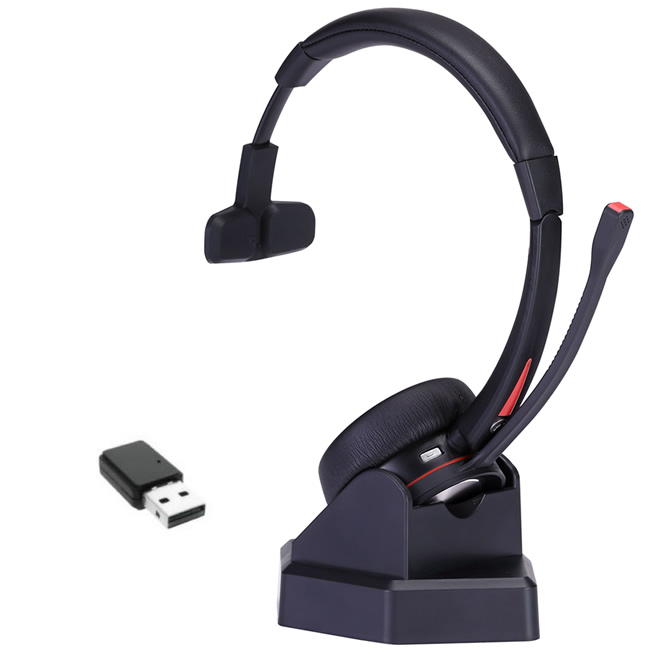 Cuffia mono bluetooth ad archetto e dongle usb a