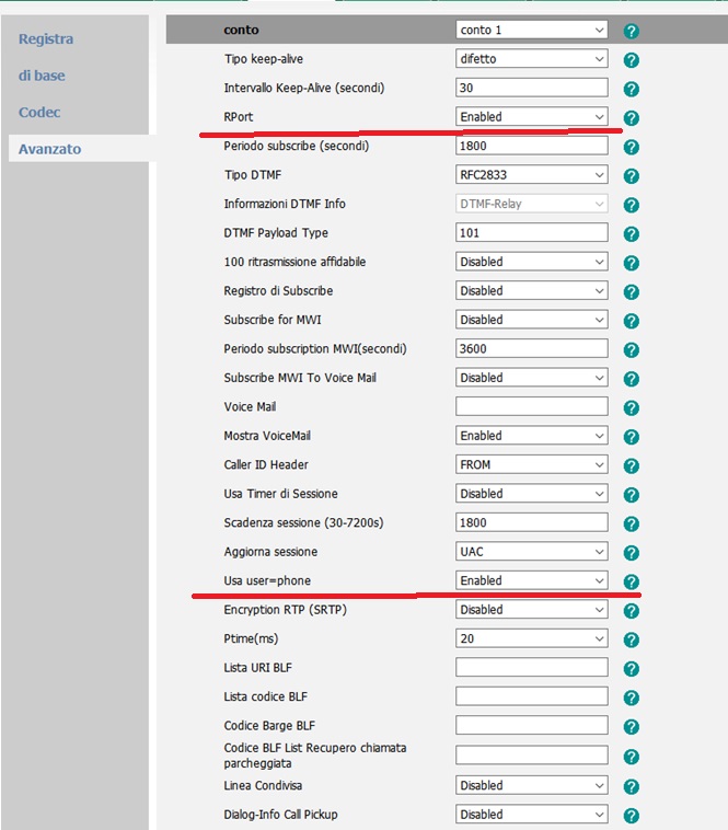 Configurazione impostazioni avanzate Yealink per cloud