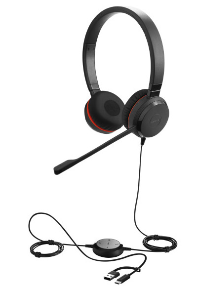 Jabra evolve 20 se usb c-A con copriauricolare in similpelle ecopelle