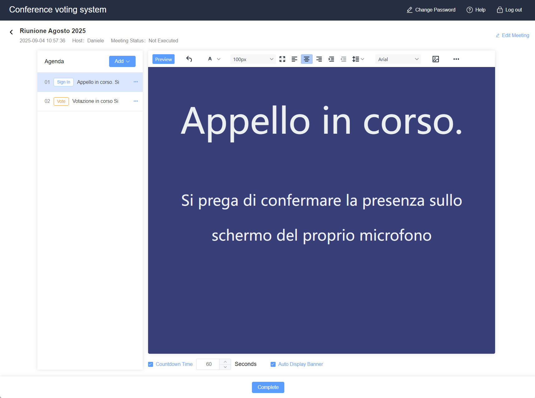 Appello sala consiliare